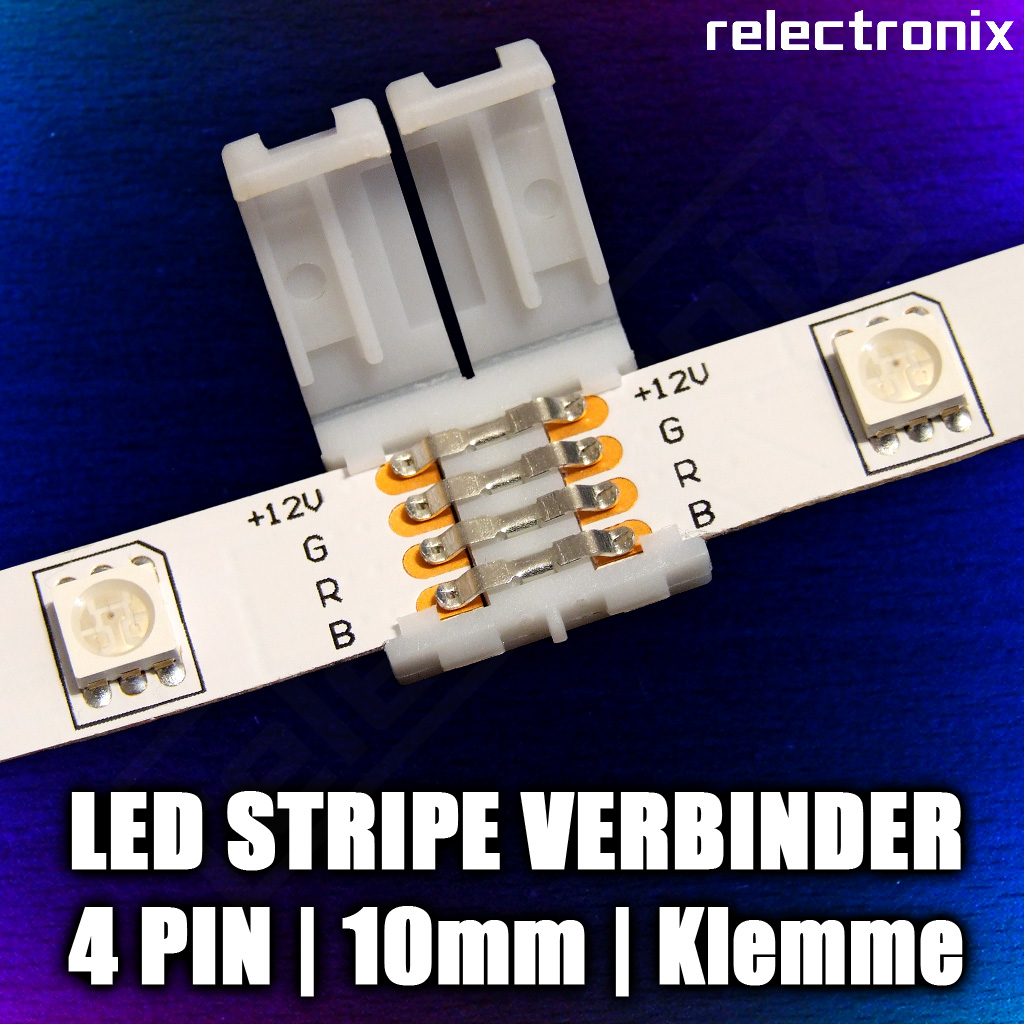 RGBW 5-PIN L RGB+W weiss Clip-Verbinder 12mm; LED Streifen Verbinder SMD5050; Eckverbinder RGB